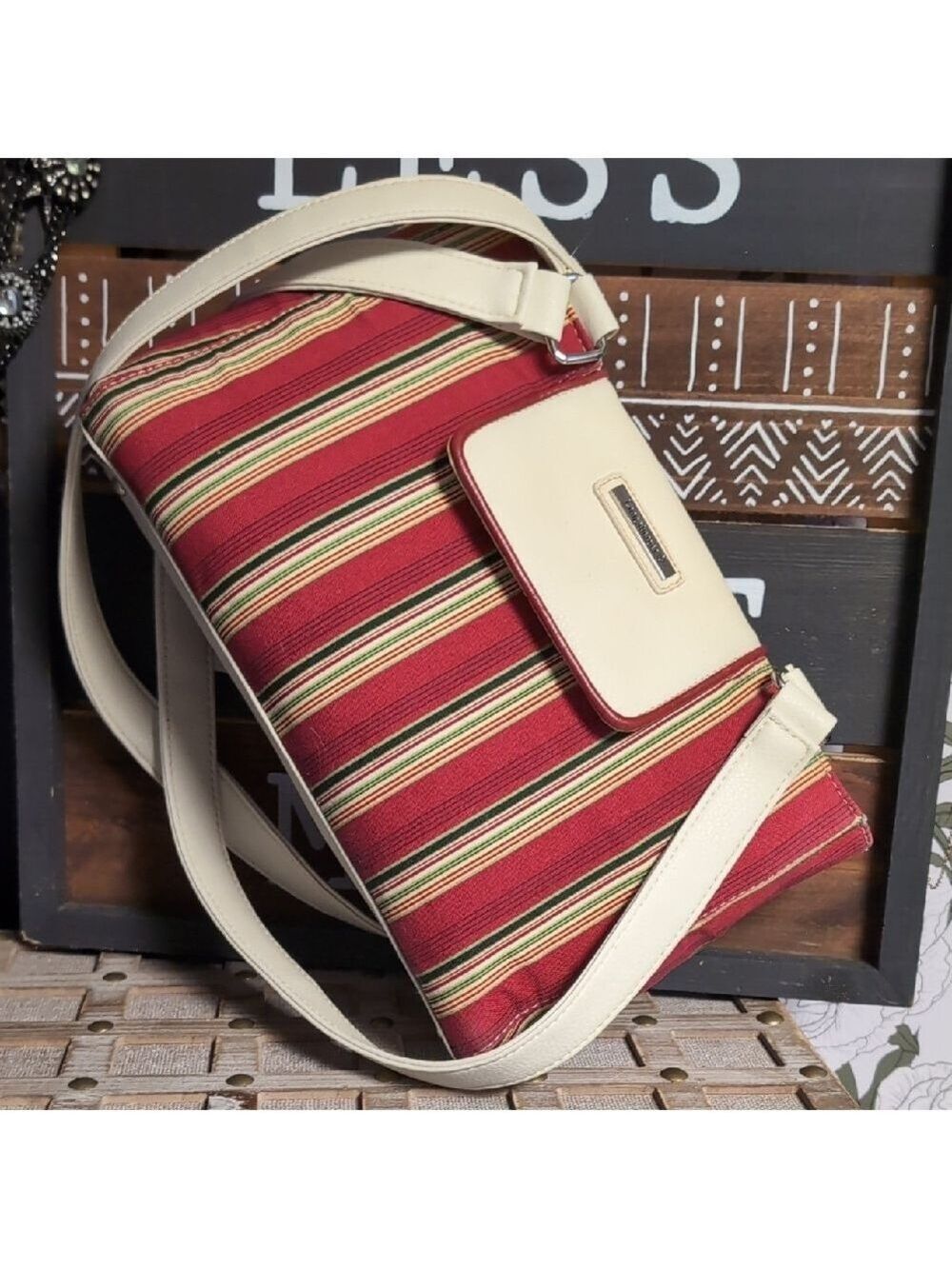 Homestead Holiday Stripe Bag By Longaberger - Picture 1 of 14